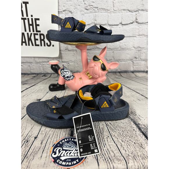 Nike ACG Air Deschutz+ SE Sandals Mens 8 Thunder Blue Yellow Strap Travel Hiking - Picture 1 of 8